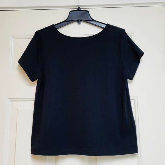 Black Leather Short Sleeve Mesh Top by TROUVE - Picture 2 of 9